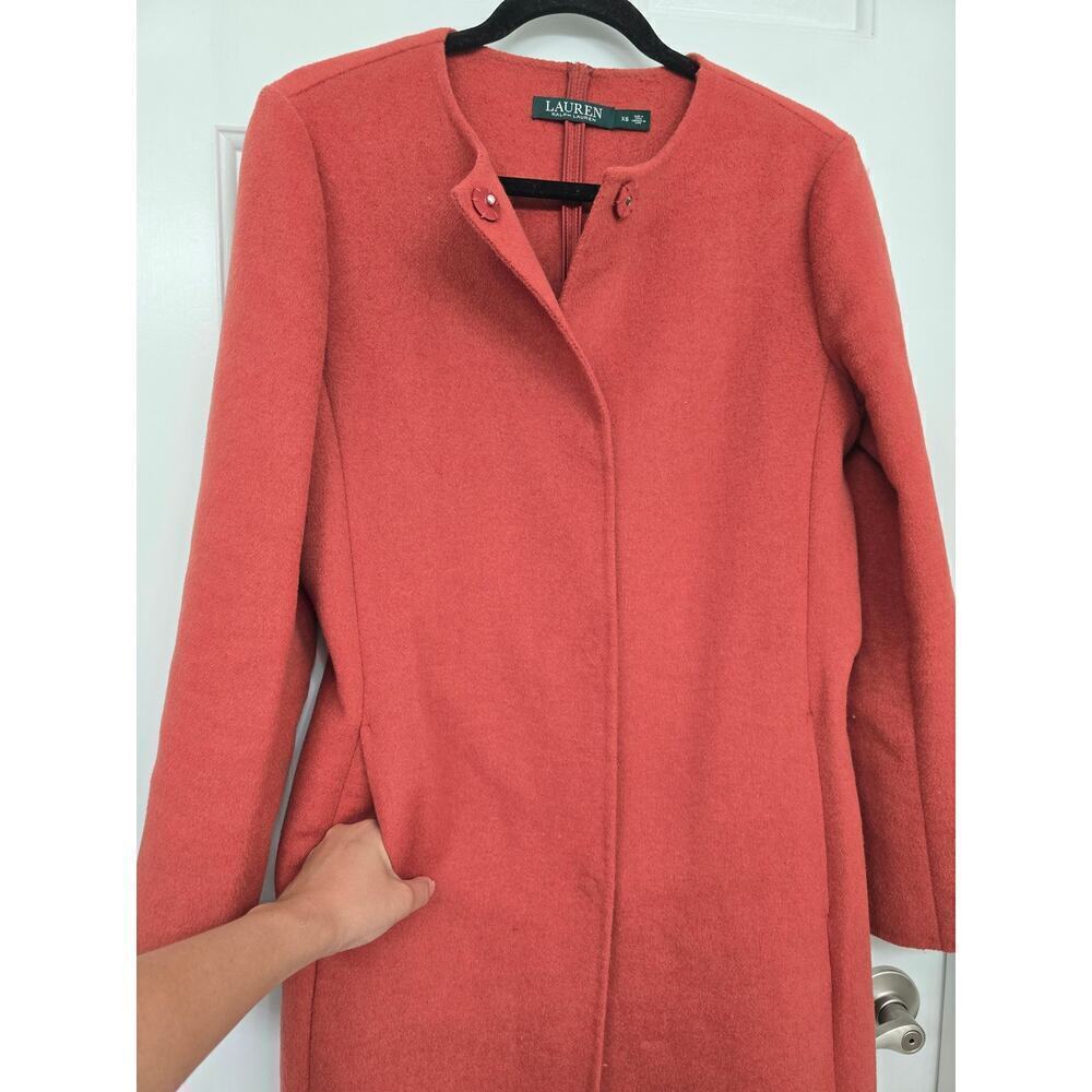 Lauren Ralph Lauren Belted Double-Face Wool Blend Coat Burnt Orange Size XS - Picture 6 of 11